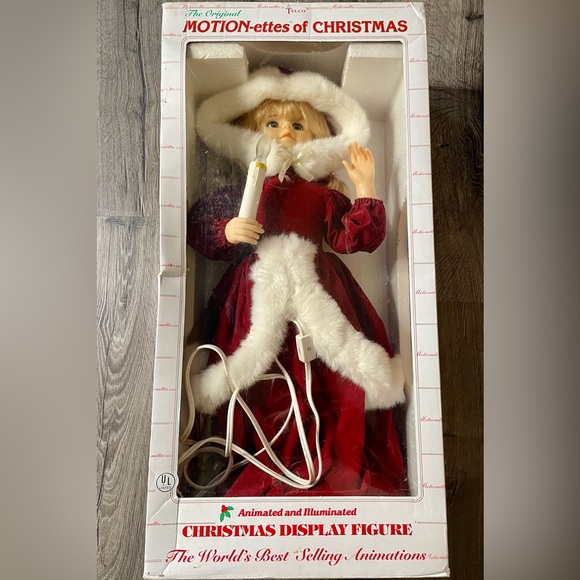 Telco Motion-ettes Animated Christmas Doll Caroler Victorian Tested 24 In - Picture 8 of 9